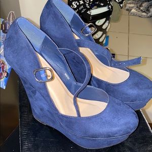 Navy Wedge Heels